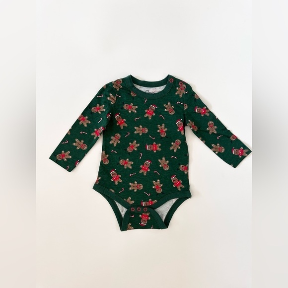 NWT Bundle 2 Christmas Print Bundle Onesies 6-9 months / Green and Grey - Picture 6 of 8